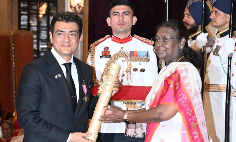 Padma Awards 2025: Ajith Kumar receives Padma Bhushan from President Droupadi Murmu